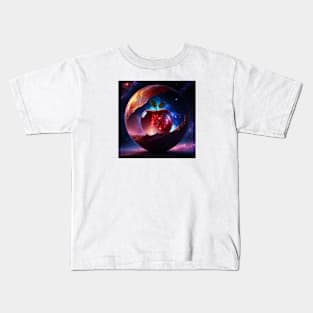 a cosmic journey through the an apple Kids T-Shirt